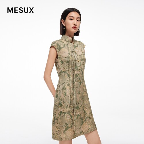 MESUX米岫夏高定新中式罗马假日收腰连衣裙MMMUO335