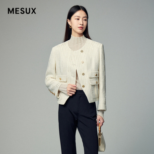MESUX米岫秋季 进口绵羊毛混纺小香风外套女MLFUH106 新品