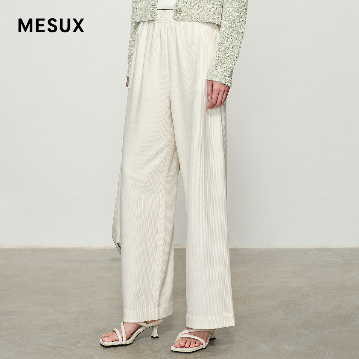 MESUX米岫澳洲羊毛简约针织阔腿松弛休闲裤MMWSQ401