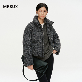 MESUX米岫25冬量感暖核翠峰绒星河花呢短款 箱型羽绒服MNWUL201