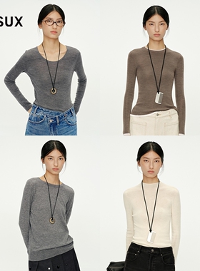 MESUX米岫25秋冬迪木尔风90S纯羊毛无缝成型多领型百搭打底针织衫