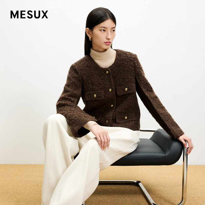 MESUX米岫绵羊毛小香风马海毛千金风高级感短外套女MMWUH103