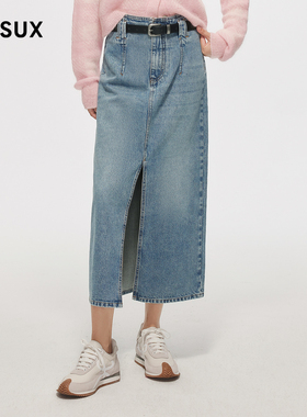 MESUX米岫新品时尚设计纯棉牛仔蓝牛仔长裙女MMSUS502