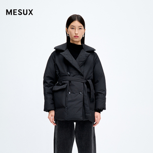 MESUX米岫90%白鹅绒翻领系带羽绒服面包服外套女装MMWUL505