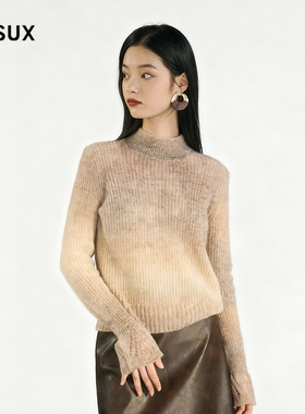 MESUX米岫[意大利进口纱线]羊驼毛绵羊毛晕染针织毛衫女MMWUE426
