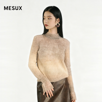 MESUX米岫意大利进口纱线含羊驼毛绵羊毛晕染针织毛衫女MMWUE426