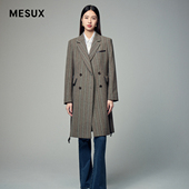 MESUX米岫冬季 韩国进口面料 含绵羊毛条纹大衣女MLWUI201