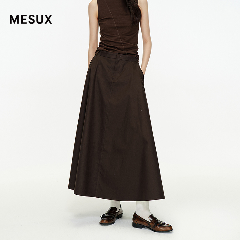 MESUX米岫25秋长绒棉赫本廓形A字伞裙垂顺半身裙长裙MNFUS402