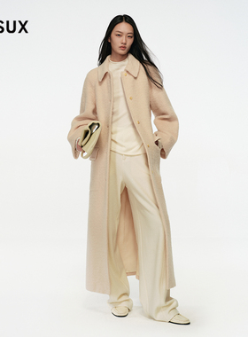 MESUX米岫25冬绵羊毛羊驼毛混纺宽松长款翻领毛呢大衣MNWUI309