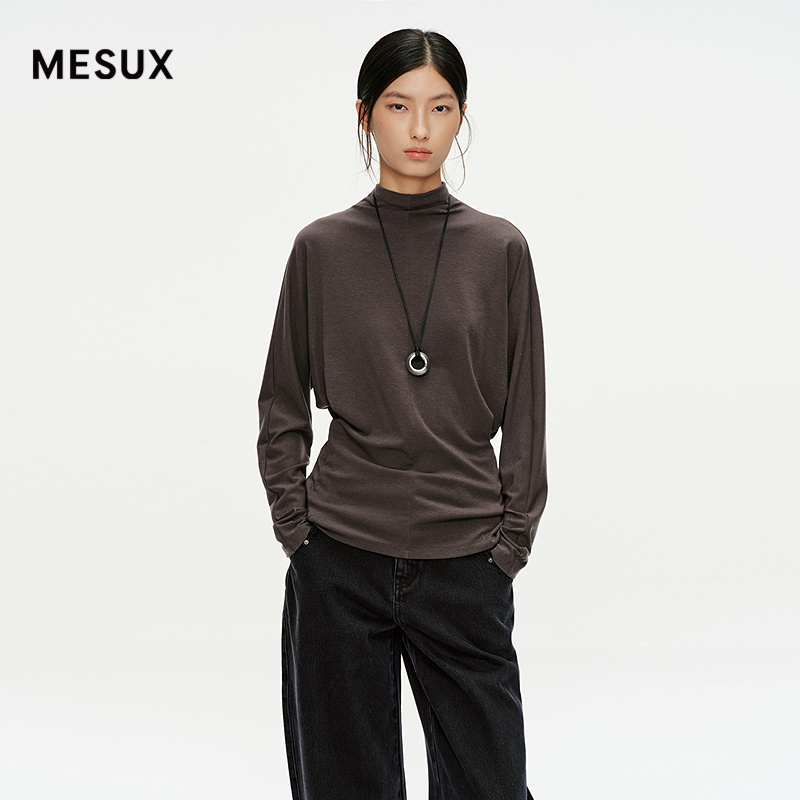 MESUX米岫25冬含羊毛针织半高领弹力百搭修身打底衫MNWUD503