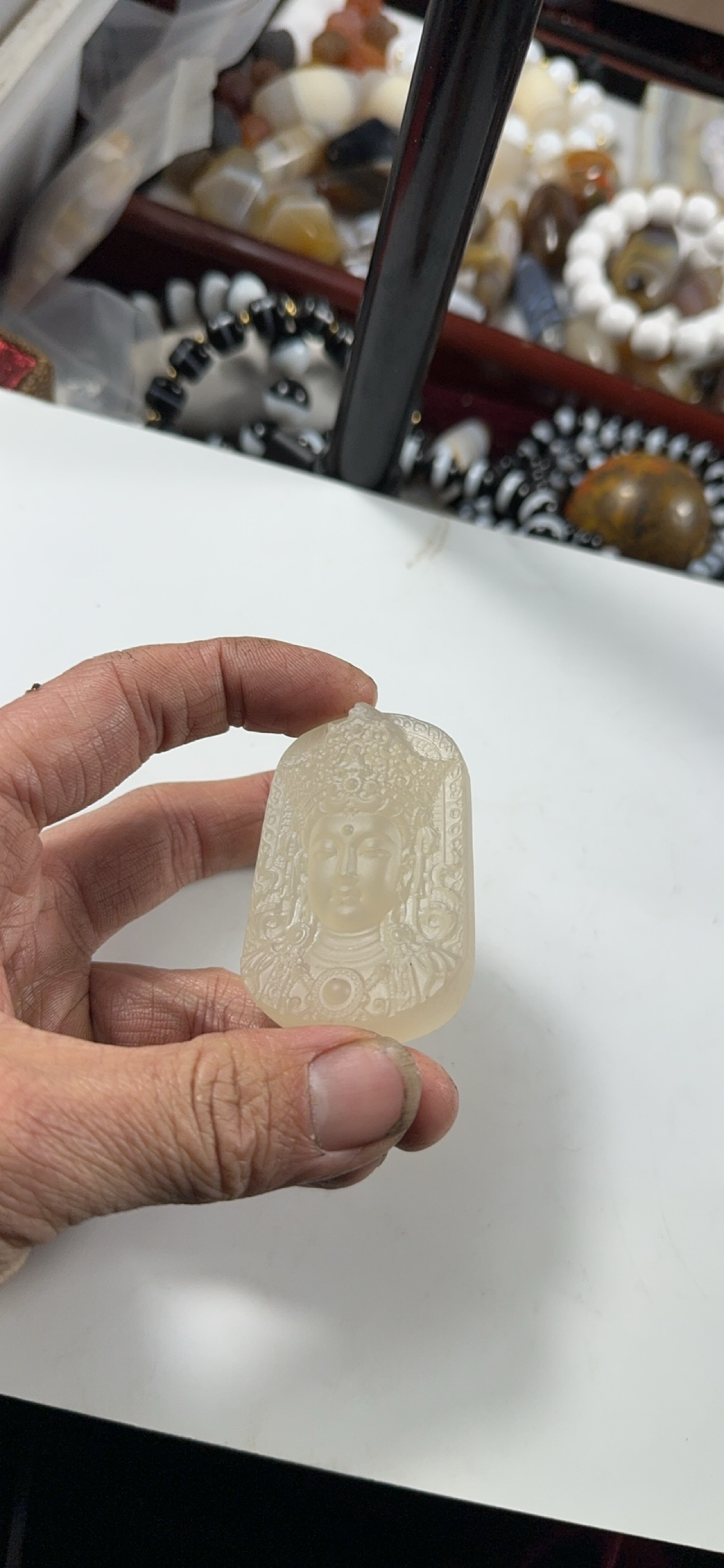 天然玛瑙绿度母佛牌