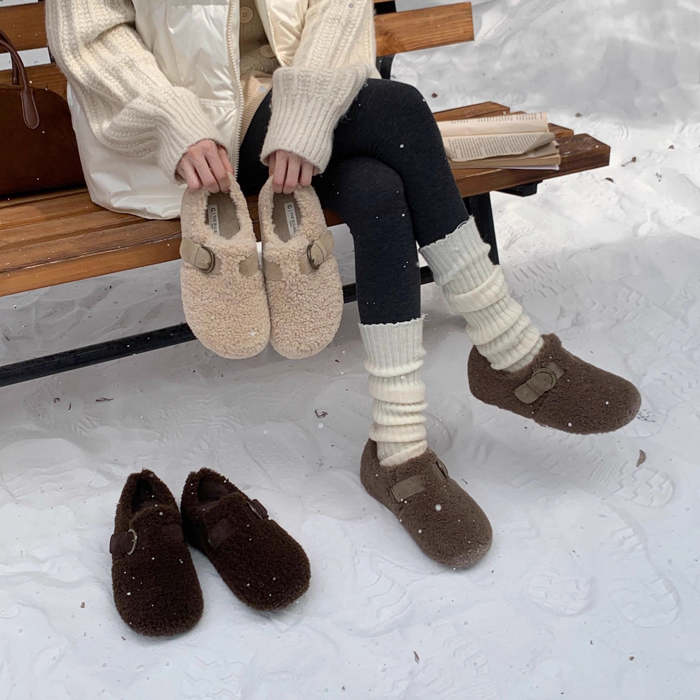 秋冬季2025新款外穿一脚蹬毛毛鞋