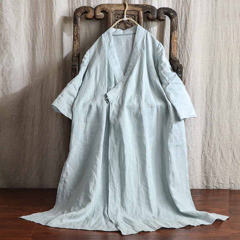 那年布语苎麻系带连衣裙茶服长袍