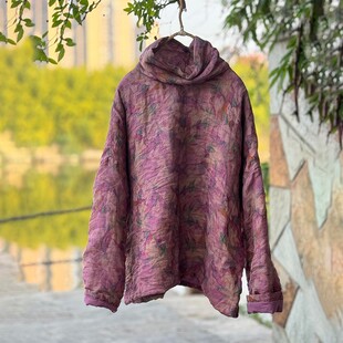 半城原创高支软糯轻柔高领保暖苎麻夹棉小袄春秋初冬堆堆领小棉服