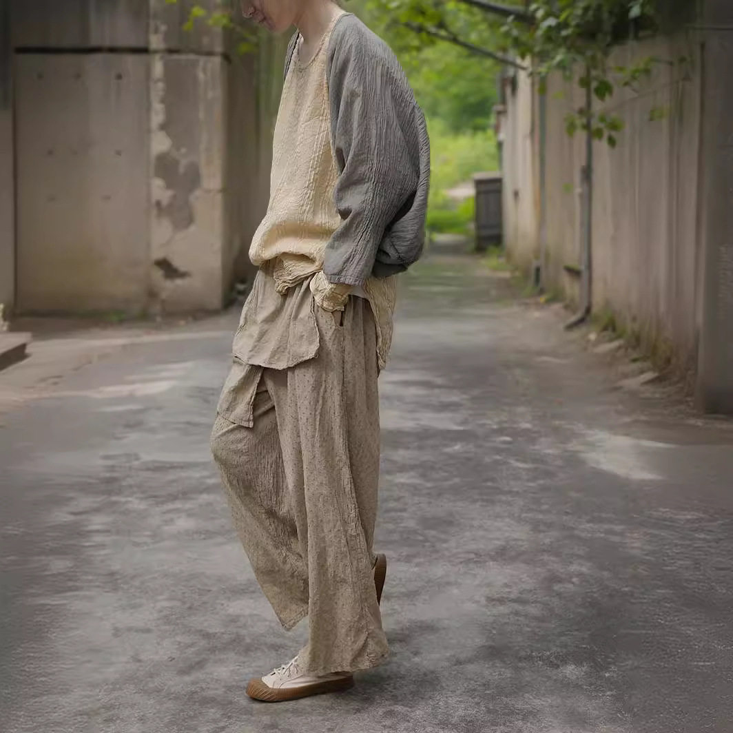 个性山千念长裤直筒裤