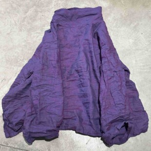 素年未央原创设计SN281套头砂洗亚麻休闲宽松堆堆高领复古打底衫