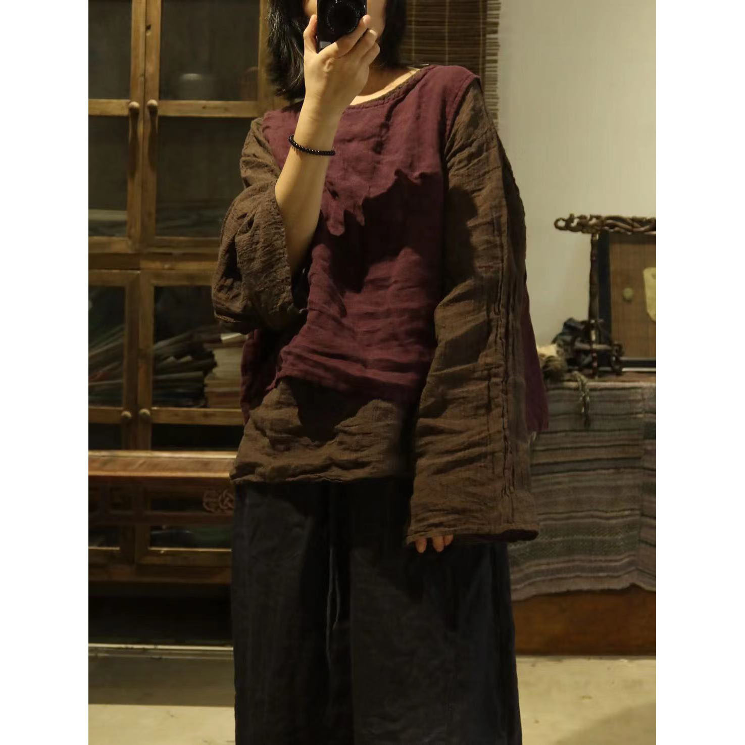 软糯水洗亚麻圆领套头坎肩背心