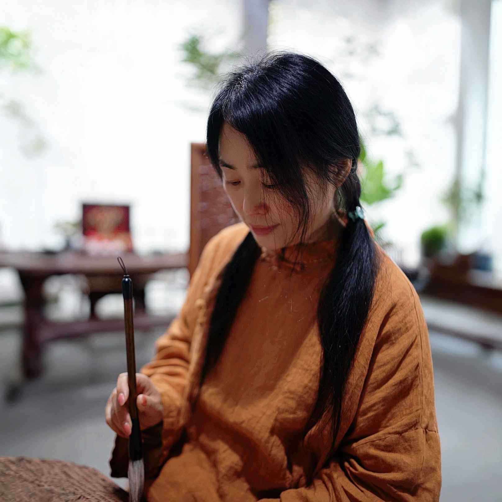 那年布语亚麻女款立领国风外套