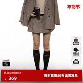 新款 女 复古配腰带小A字短裙尤缇2025秋季 TI格纹学院感西装 裙裤