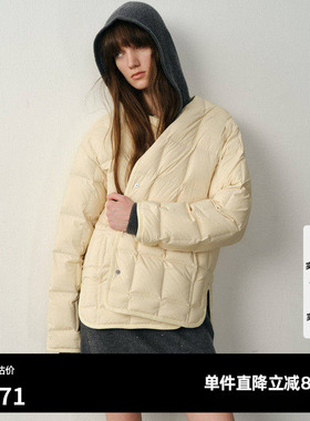 U/TI云感保暖绗格90白鸭绒羽绒服女装松弛风外套尤缇2025冬季新款
