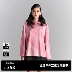 TI复古烫钻晕染棉质T恤女装 亲肤宽松休闲上衣尤缇2025夏季 新款