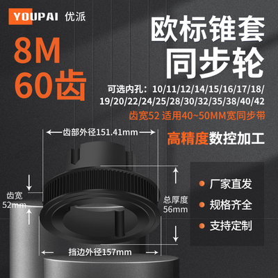 同步带轮锥套8M60齿宽52内孔18192024免键锥形内套现货同步轮欧标