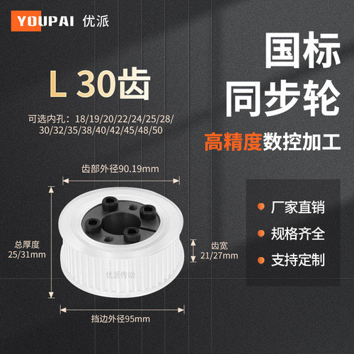 YOUPAI现货精加工内孔同步轮传动