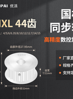 同步带轮MXL44齿AF齿宽7/11内孔5/6/6.35/8/10/12机械型同步轮MXL