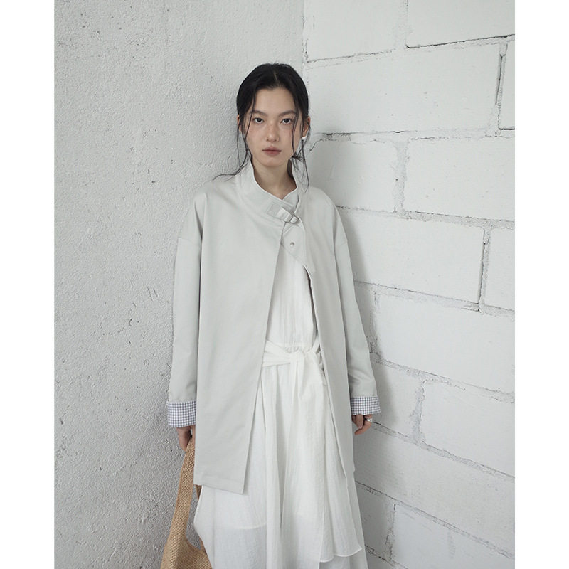 MMC DITION立领风衣外套女装春季新款韩版宽松小个子中长款高级感