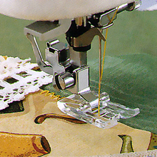 重机真善美家用蝴蝶胜家缝纫机缎纹贴布绣透明花样密针缝压脚