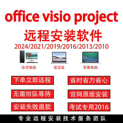 office软件word excel ppt visio project远程安装调试办公软件