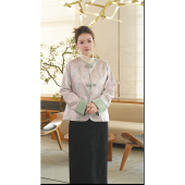 SHIBAI拾白原创新中式 提花仿宋锦盘扣上衣 外套春秋新款