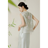 新国风无袖 铜氨丝重工刺绣中式 高级气质叠穿马甲 清荷 SHIBAI拾白