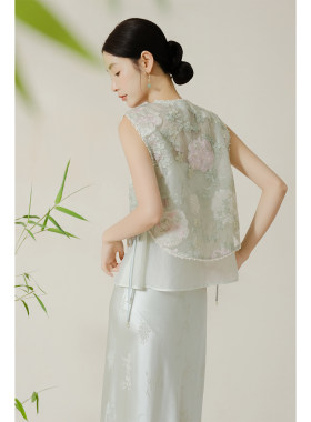 拾白新中式夏季马甲外穿上衣女