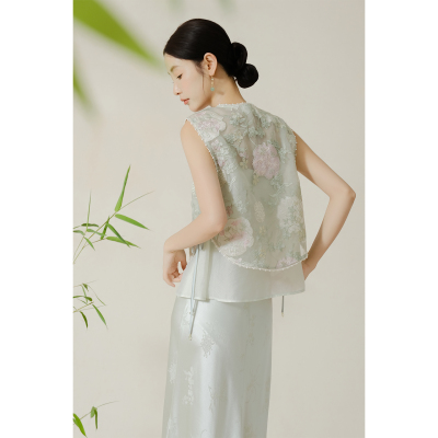 拾白新中式夏季马甲外穿上衣女