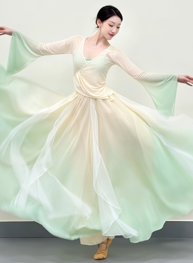 古典舞蹈服2025新款渐变纱衣仙气飘逸大摆裙中国舞练功服演出服装