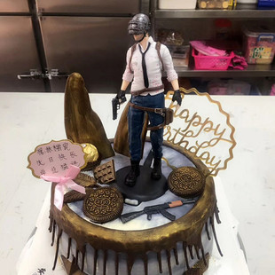 大吉大利今晚吃鸡蛋糕插旗绝地求生蛋糕装饰插牌吃鸡游戏装饰