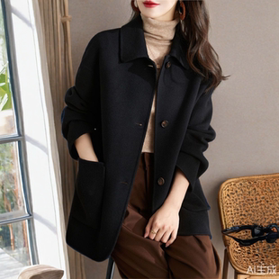 简约高端气质毛绒大衣女短款春秋冬新款高级感小个子宽松毛呢外套
