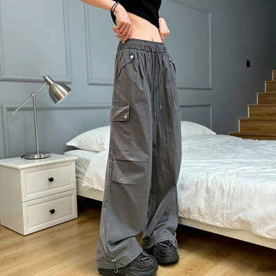 冰丝速干休闲工装裤女春夏款薄款宽松美式裤子小个子登山伞兵裤子