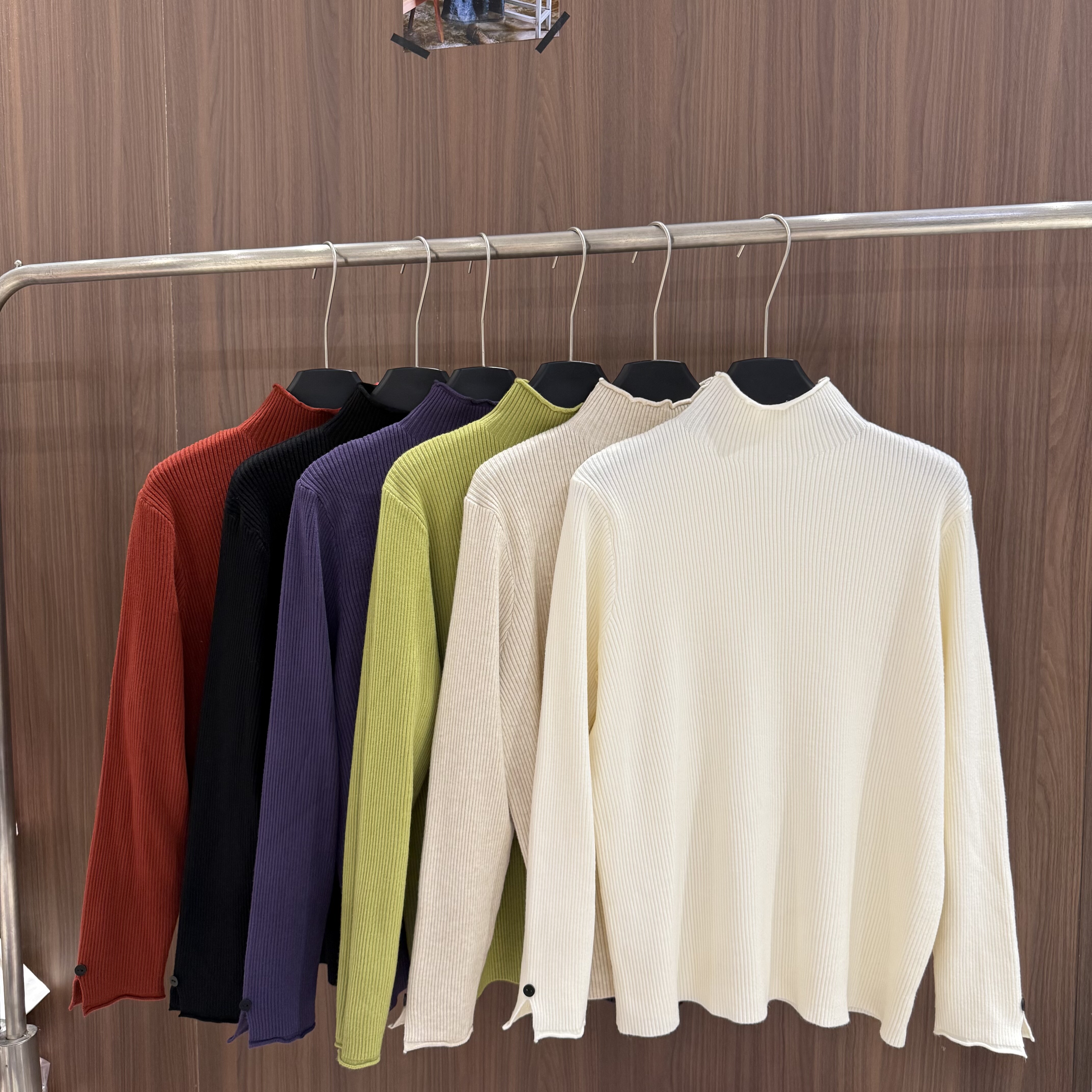 气质显白半高领卷边坑条毛衣女25秋冬宽松保暖基础百搭套头针织衫