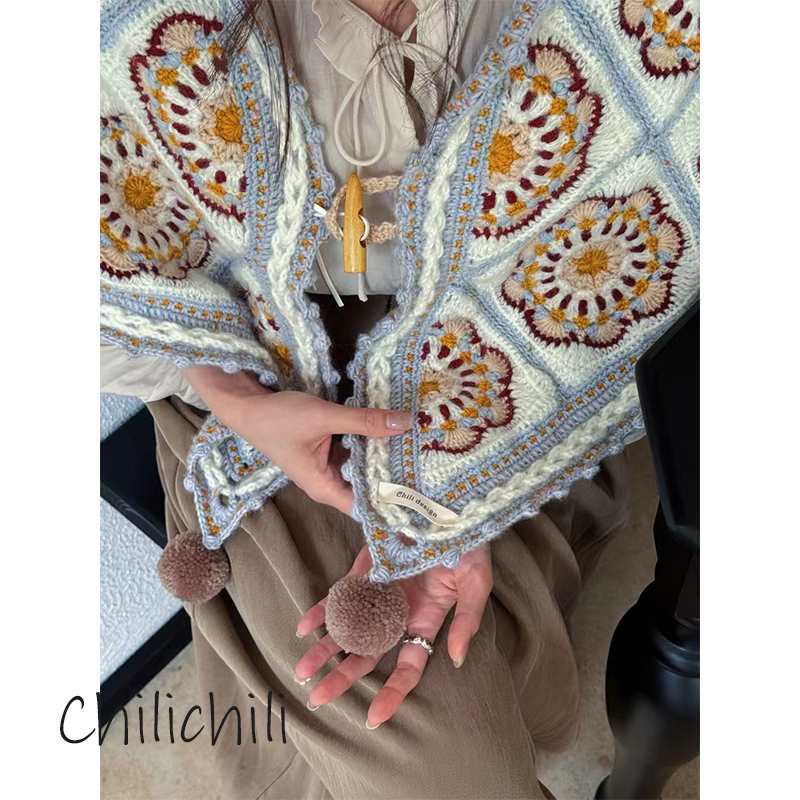 CHILI 原创小众设计手工创意礼物羊毛秋冬祖母格复古披肩毛毯材料