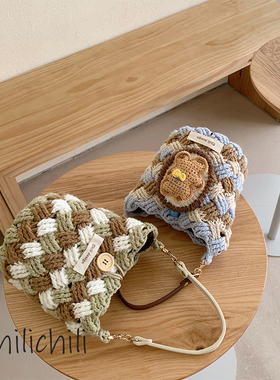 Chilichili原创设计手工钩针手提包手工diy材料包成品亲子水桶包
