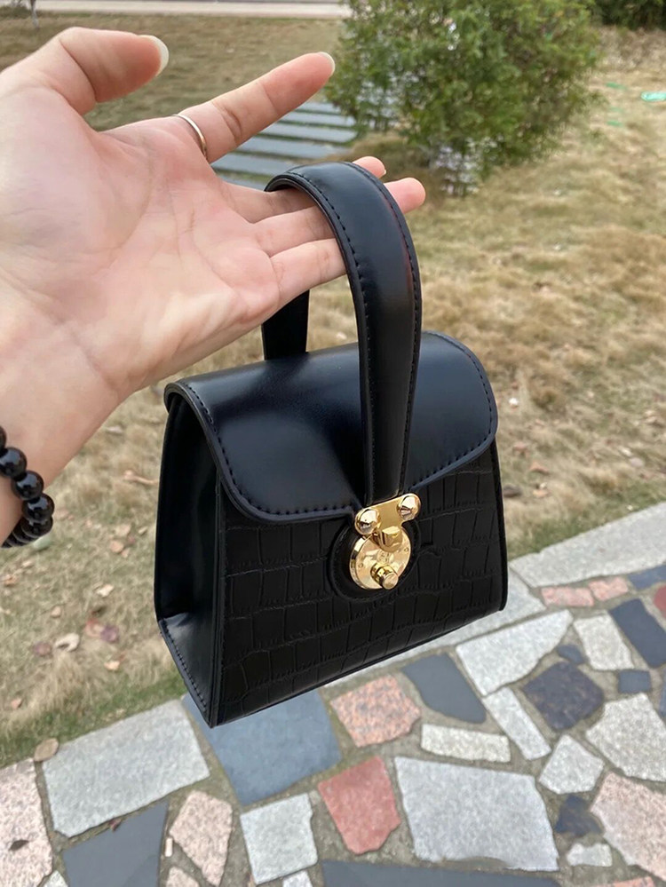 李茶小众盒子包小包包女2022新款鳄鱼纹手提包潮牌百搭单肩斜挎包