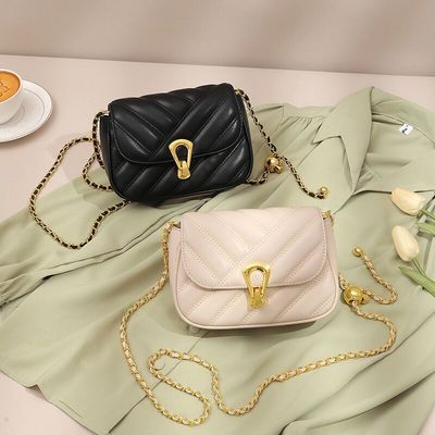 小香风菱格包包女小众链条转运珠