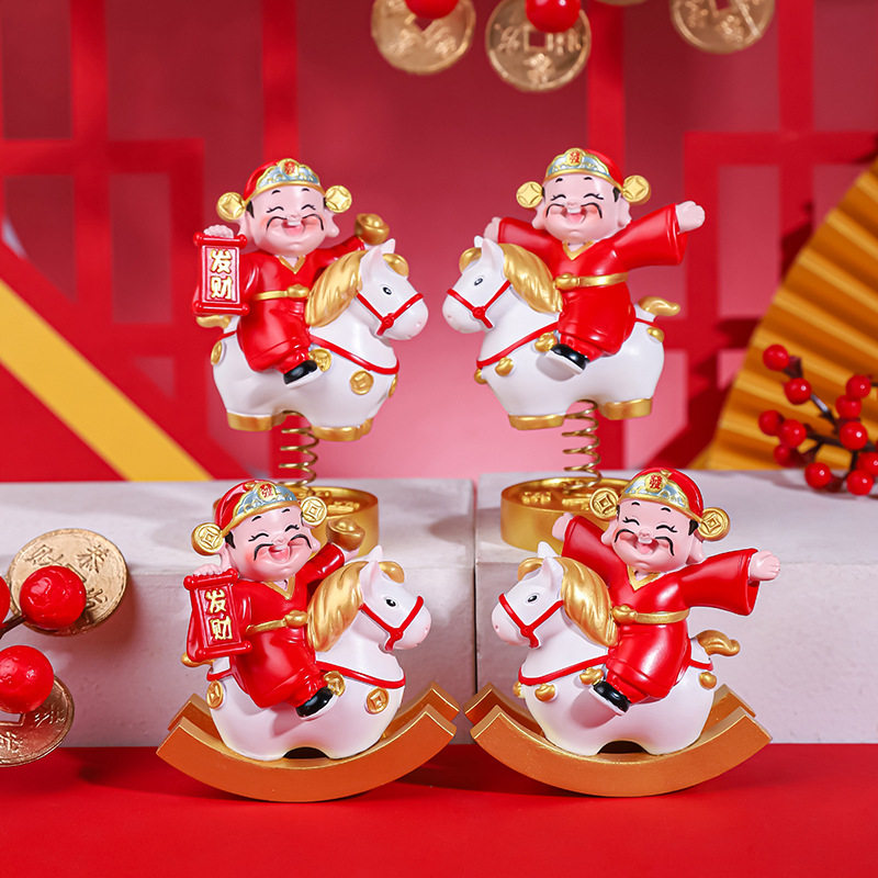 新款摇摇马上到国潮创意财神爷家居客厅办公桌面装饰解压弹簧摆件,家居饰品,装饰摆件,淘宝优惠券,粉丝福利购,淘宝优惠卷
