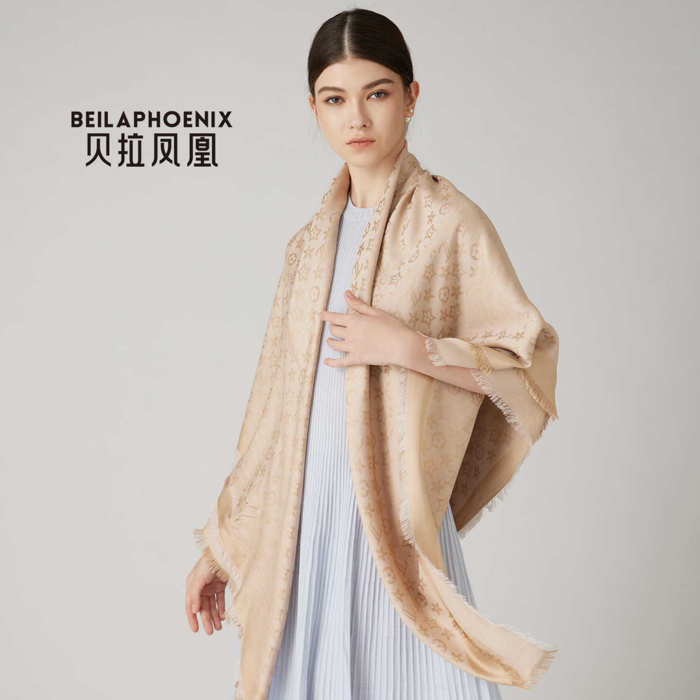 贝拉凤凰外搭桑蚕丝羊毛披肩丝巾