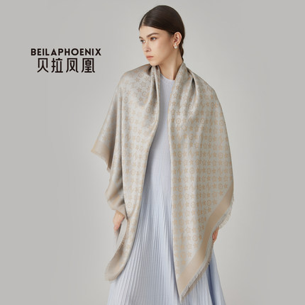 【镇店热卖】贝拉凤凰真丝羊毛围巾奢侈品牌大披肩两用外搭方巾