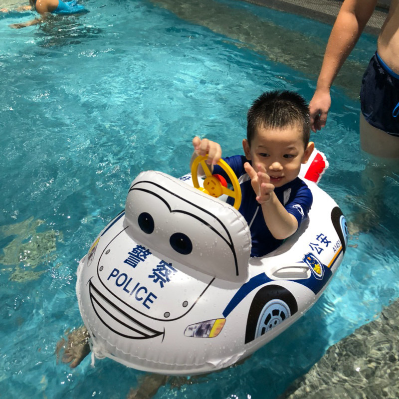 儿童宝宝座圈小汽车坐圈坐骑玩具男孩游泳圈警车警察浮圈游泳装备
