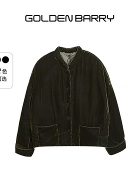 GOLDEN BARRY金和百瑞2024年冬季丝绒保暖立领短款羽绒服133077