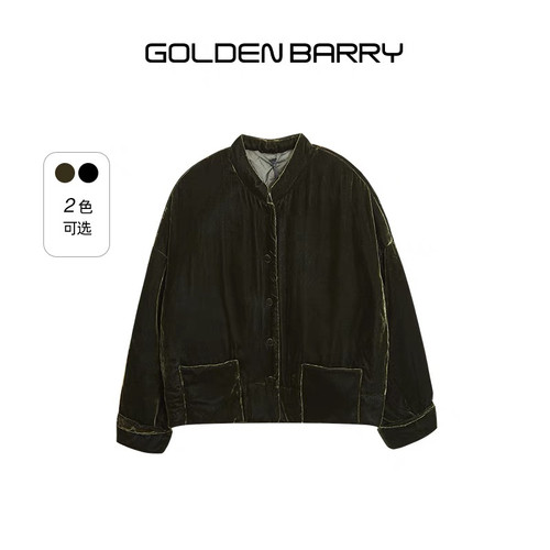 GOLDEN BARRY金和百瑞2024年冬季丝绒保暖立领短款羽绒服133077